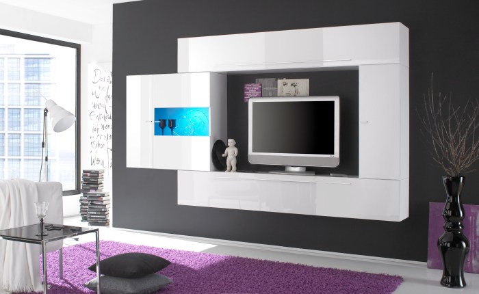 Wall unit grey wave white modern esf contemporary units entertainment wood room tv finish living wash chrome oak gray glass